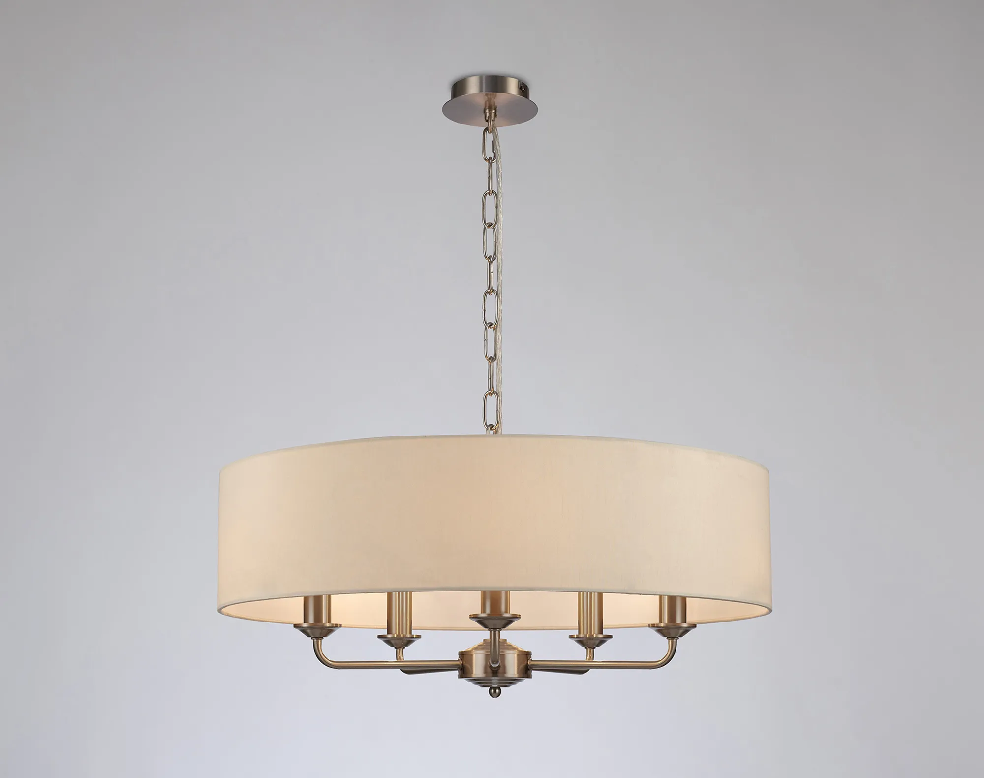 Banyan 60cm 5 Light Pendant Satin Nickel; Ivory Pearl DK0063  Deco Banyan SN IV